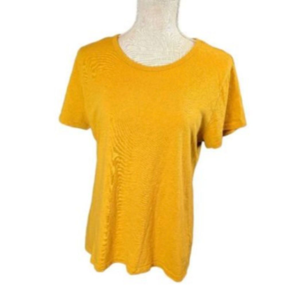 J. Crew Studio Tee Shirt Women's Large Yellow 100% Cotton Short Sleeve Tee